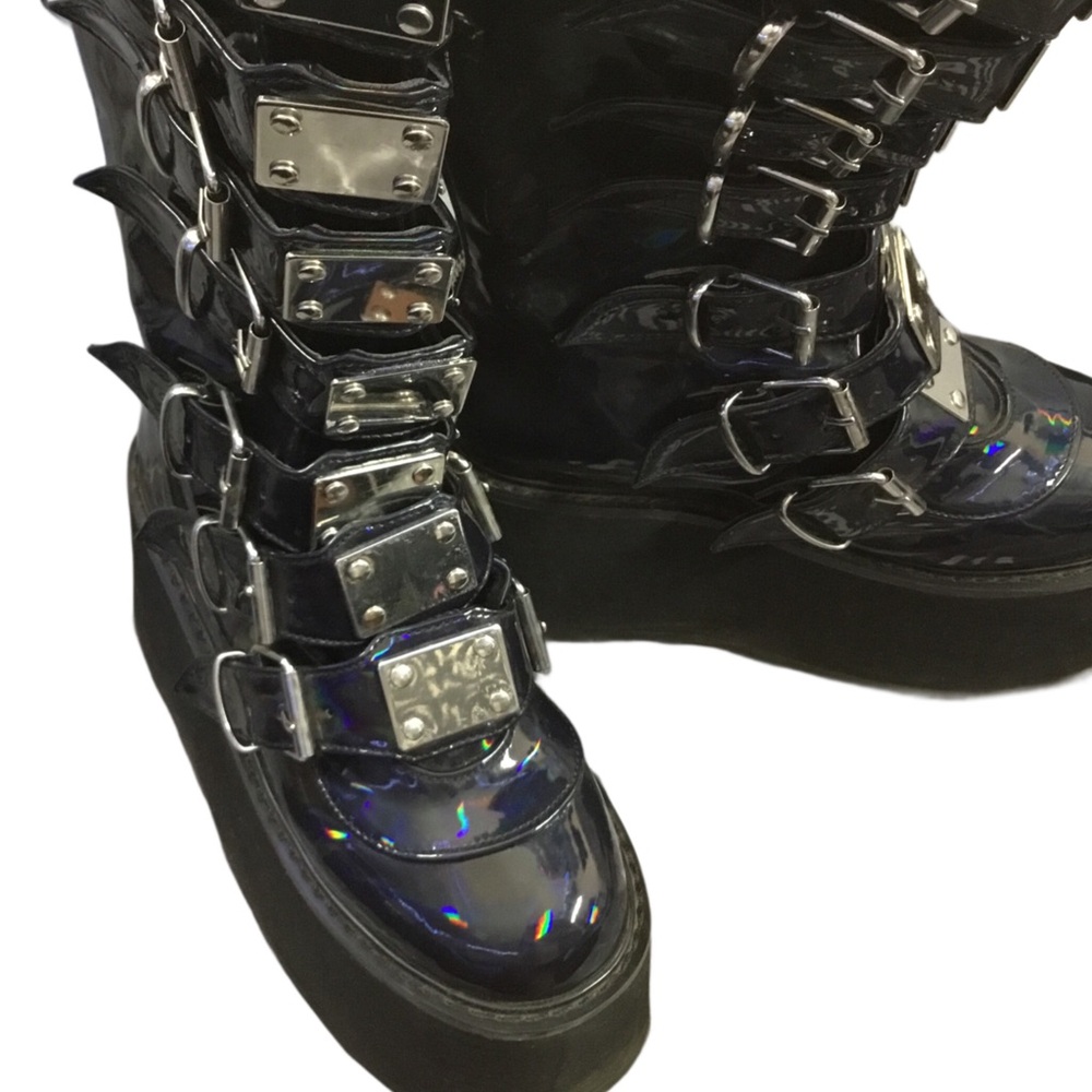 Demonia Hologram Knee High Platform Boots - image 6